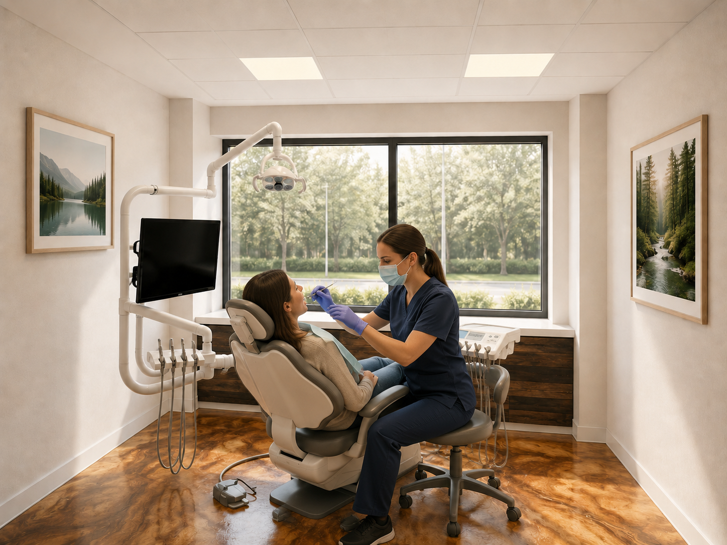 Sunlit modern dental office interior in Asheville